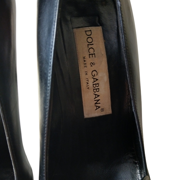 Dolce & Gabanna Fur Top Heel Logo Loafers Womans size 9 / 39 & 1/2 Black - Picture 10 of 12